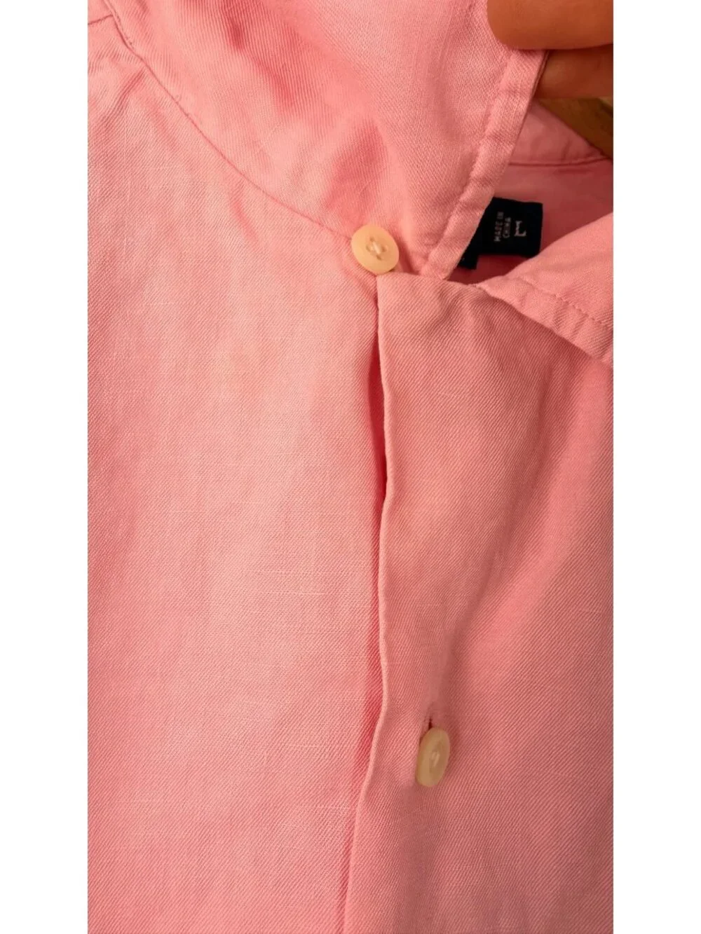 Polo By Ralph Lauren Mens L Pink Linen-Silk Blend Short Sleeve Button-Up Shirt - Picture 9 of 13